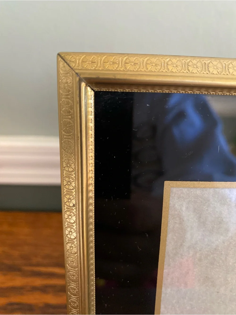 Vintage Art Deco Double Picture Frame Gold Black 4x6 Photo Openings